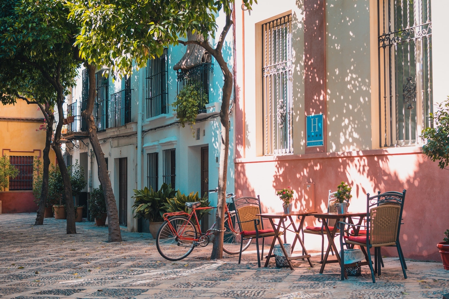 Spain's outdoor cafés—using bustling with people—are now empty due to COVID-19. 