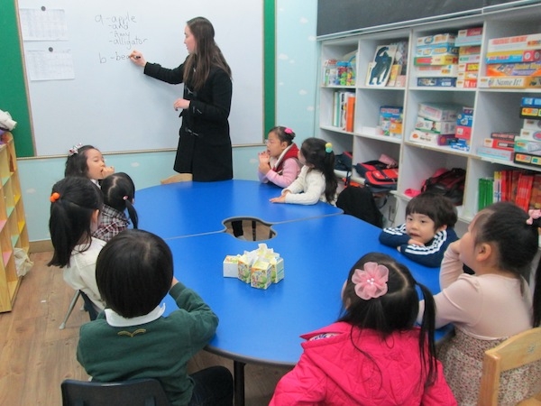 Allison with a group of her students.