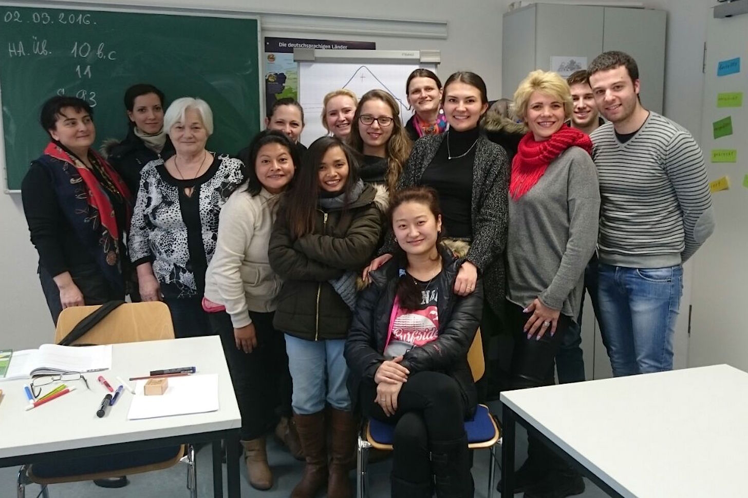 Diane's multilingual German-language class.