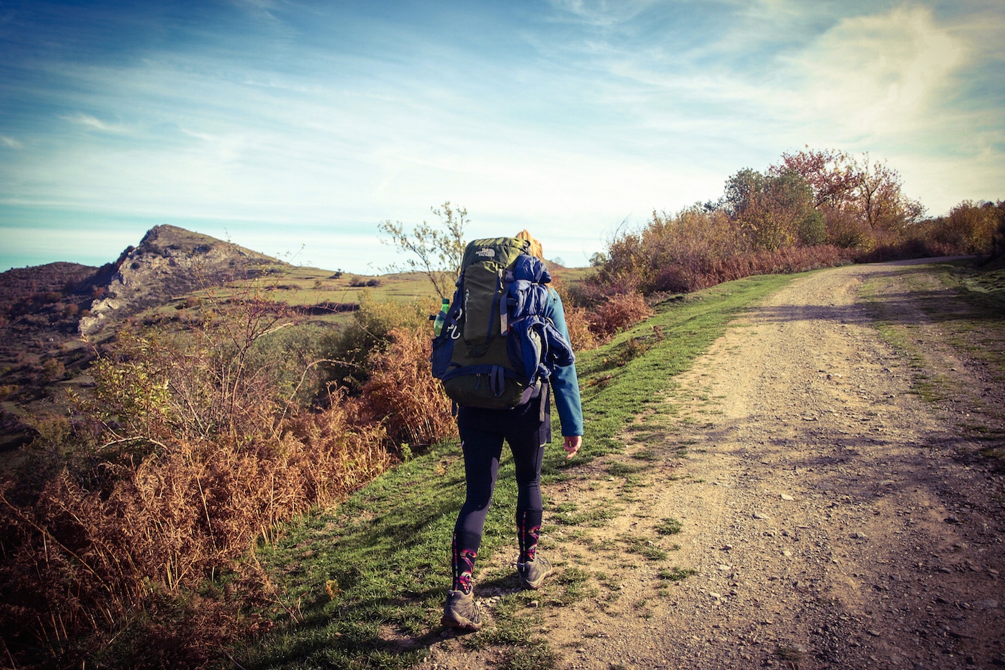 The writer's girlfriend, Lauren, hiking. 