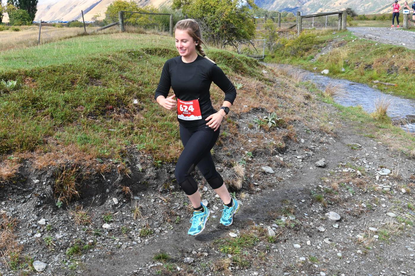 Jessica running the Shotover Moonlight Half Marathon near Queenstown.